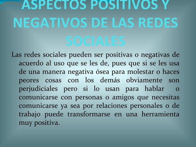 Aspectos positivos de las redes sociales | PPT