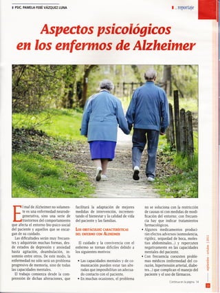Aspectos psicológicos en los enfermos de alzheimer