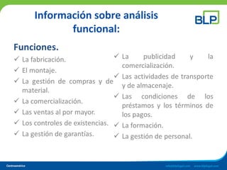 Información sobre análisis
funcional:
 