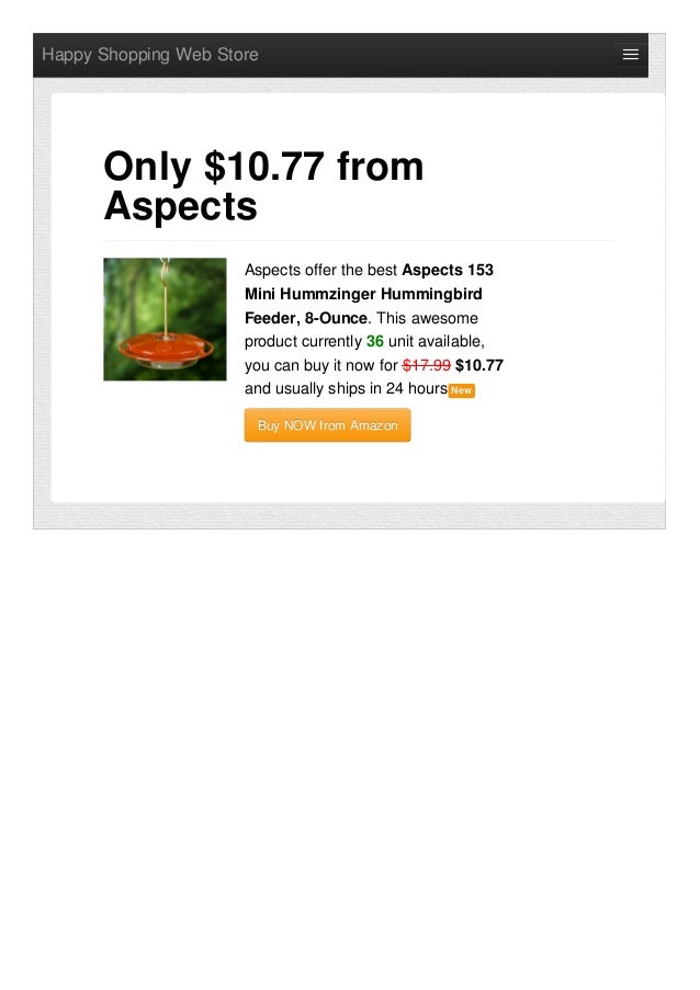 Aspects Offer The Best 153 Mini Hummzinger Hummingbird Feeder 8ounce