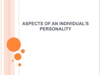 ASPECTS OF AN INDIVIDUAL’S 
PERSONALITY 
 