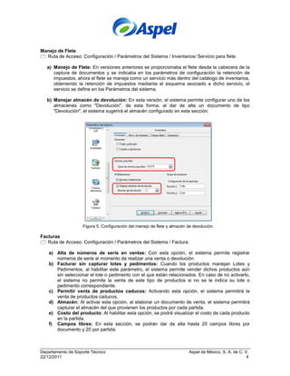 Aspel sae 5.0 nuevas funciones y características | PDF
