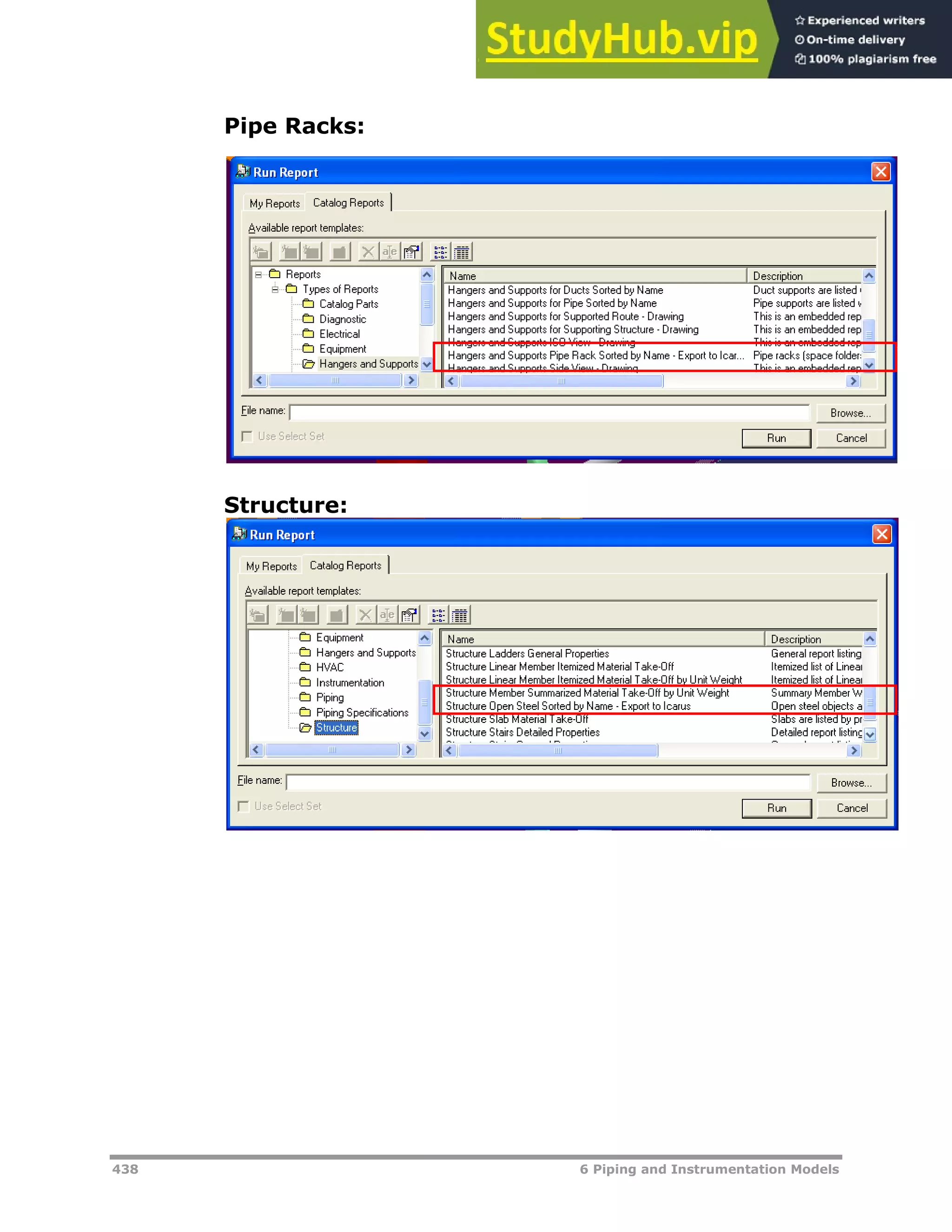 438 6 Piping and Instrumentation Models
Pipe Racks:
Structure:
 