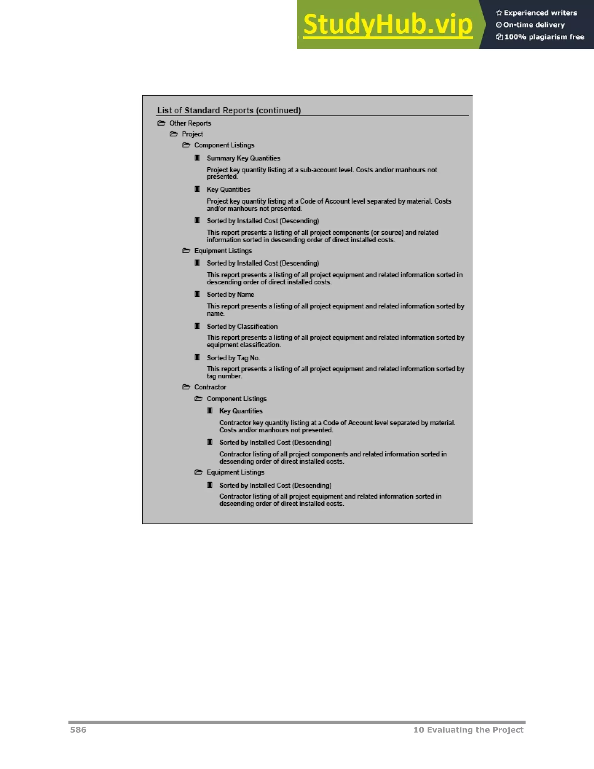 586 10 Evaluating the Project
 