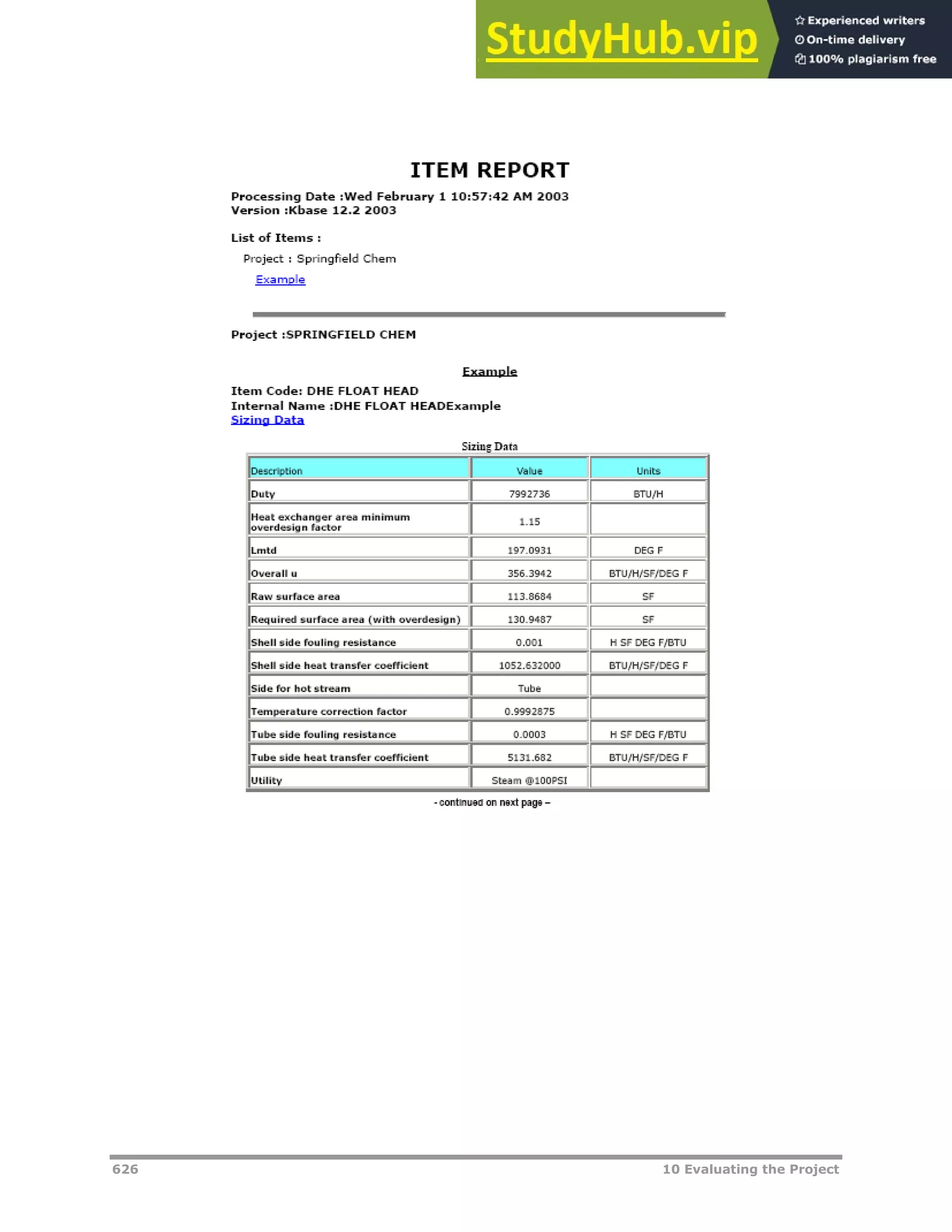 626 10 Evaluating the Project
 