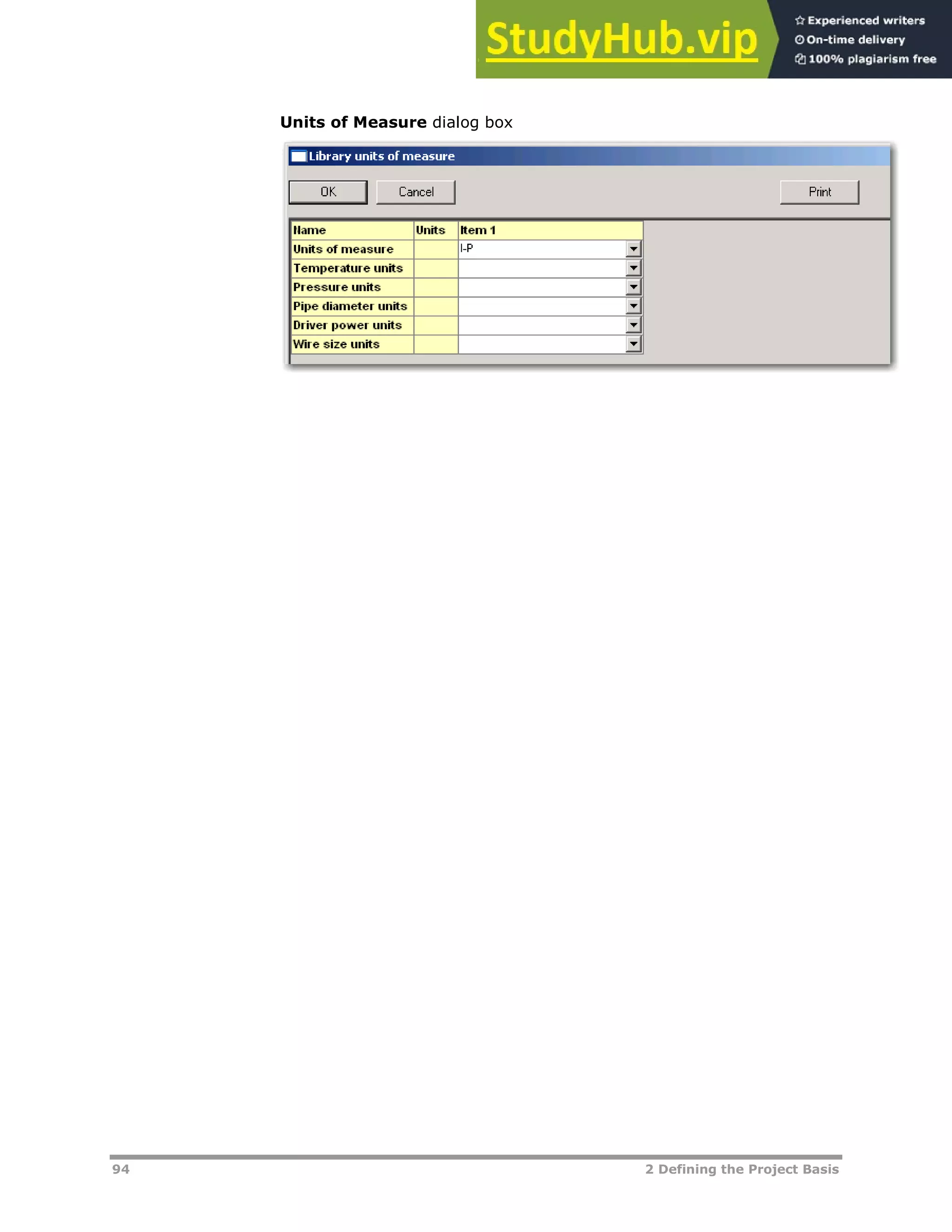 94 2 Defining the Project Basis
Units of Measure dialog box
 