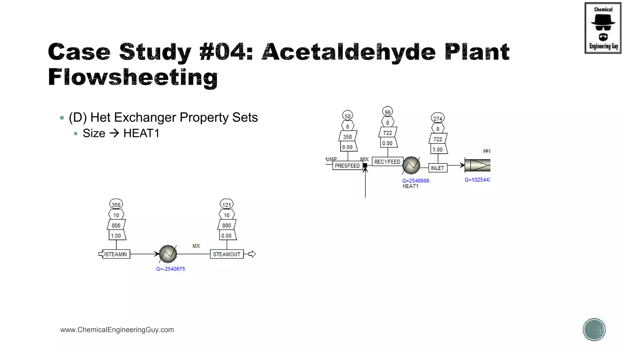  (D) Het Exchanger Property Sets
 Size  HEAT1
www.ChemicalEngineeringGuy.com https://www.youtube.com/watch?v=e2MZfVColH8
 