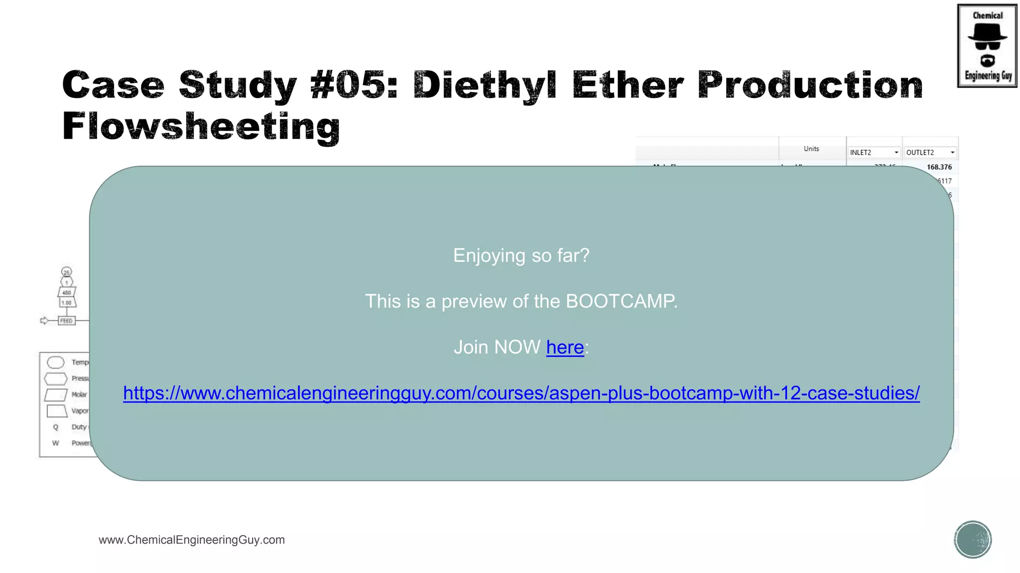  Run Reactor 2
www.ChemicalEngineeringGuy.com
Enjoying so far?
This is a preview of the BOOTCAMP.
Join NOW here:
https://www.chemicalengineeringguy.com/courses/aspen-plus-bootcamp-with-12-case-studies/
 