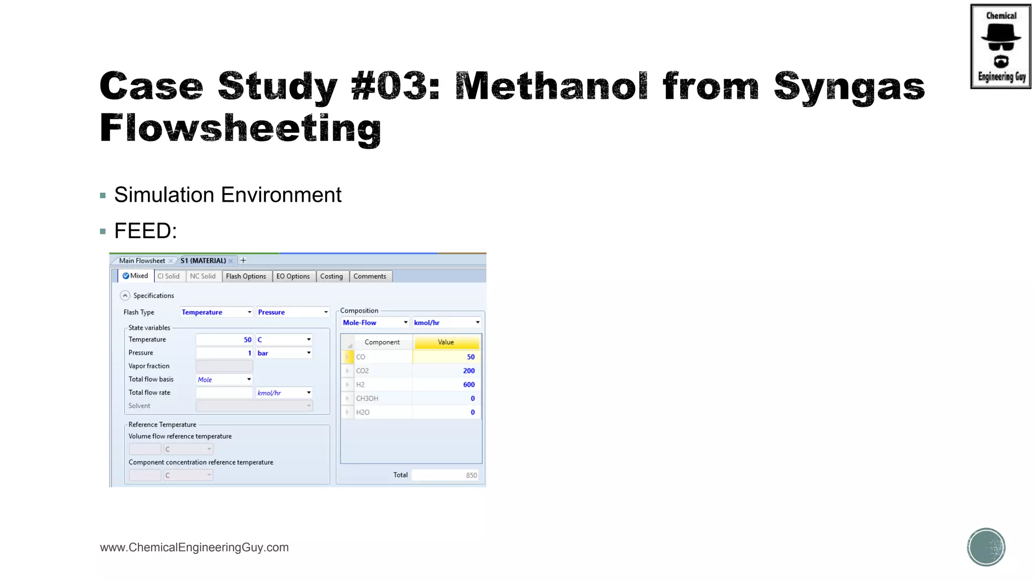  Simulation Environment
 FEED:
www.ChemicalEngineeringGuy.com
 
