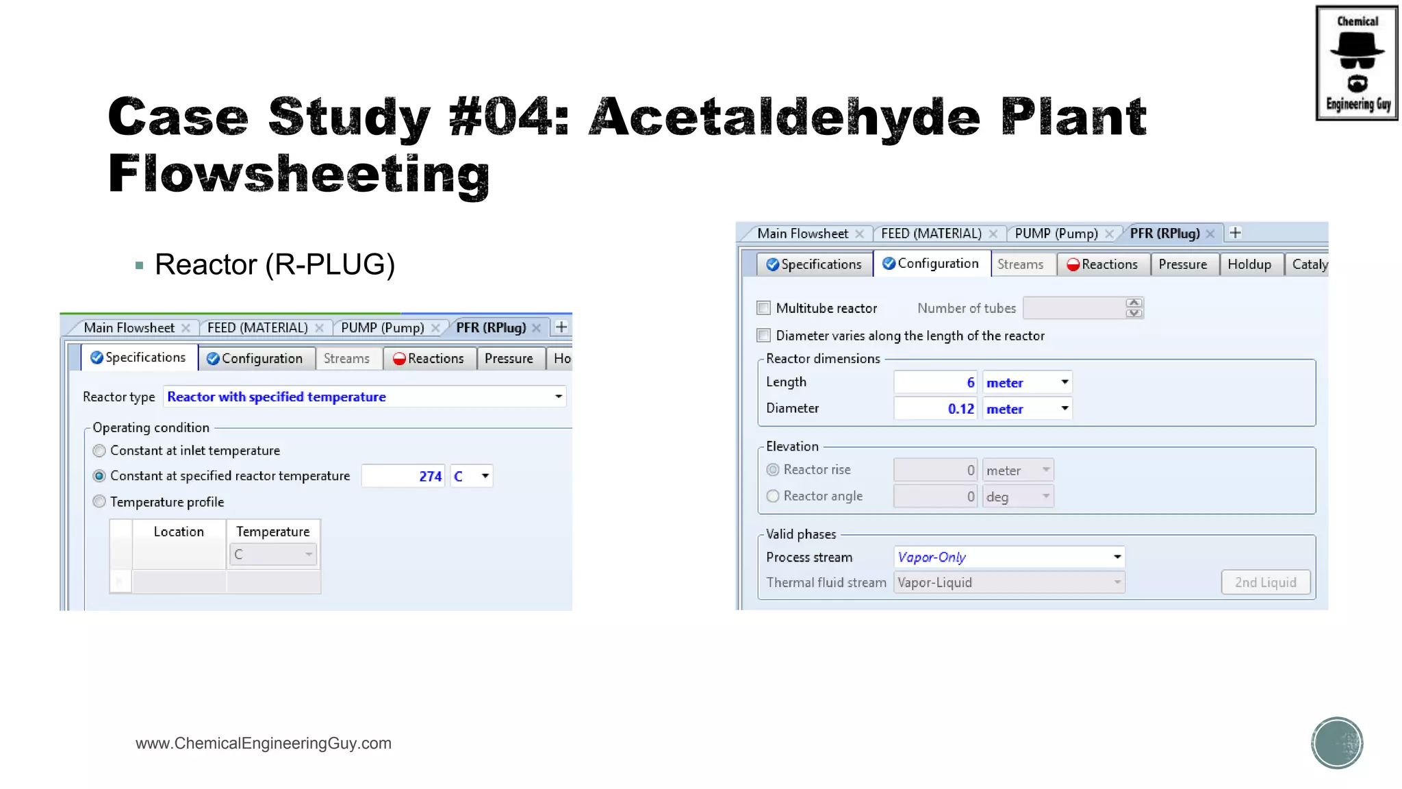  Reactor (R-PLUG)
www.ChemicalEngineeringGuy.com https://www.youtube.com/watch?v=e2MZfVColH8
 