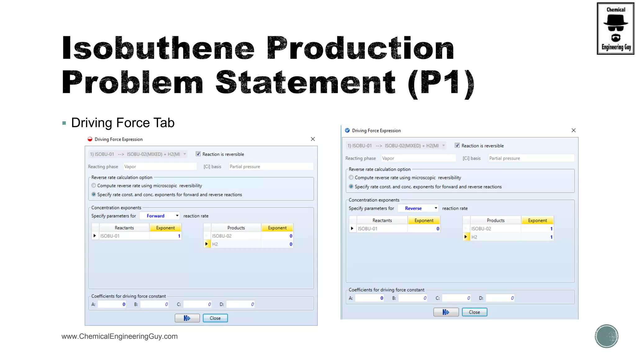  Driving Force Tab
www.ChemicalEngineeringGuy.com
 