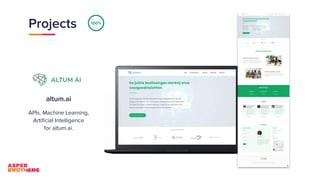 Projects
altum.ai
APIs, Machine Learning,
Artiﬁcial Intelligence
for altum.ai.
100%
 
