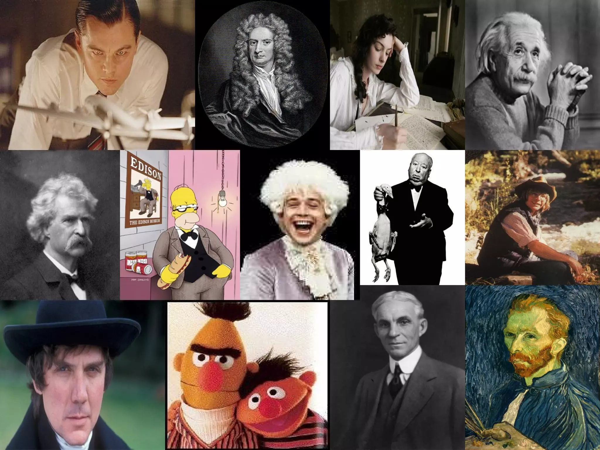 Famous Aspies...
 • Albert Einstein
 • Henry Ford
 • Thomas Edison
 • Thomas Jefferson
 • Wolfgang Amadeus Mozart
 • Isaac Newton
 • Henry Thoreau
 • Mark Twain
 • Vincent Van Gogh
 • John Denver
 • Alfred Hitchcock
 • Howard Hughes
 