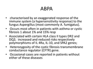Aspergillosis and the lungs By Adetunji T.A. | PPTX
