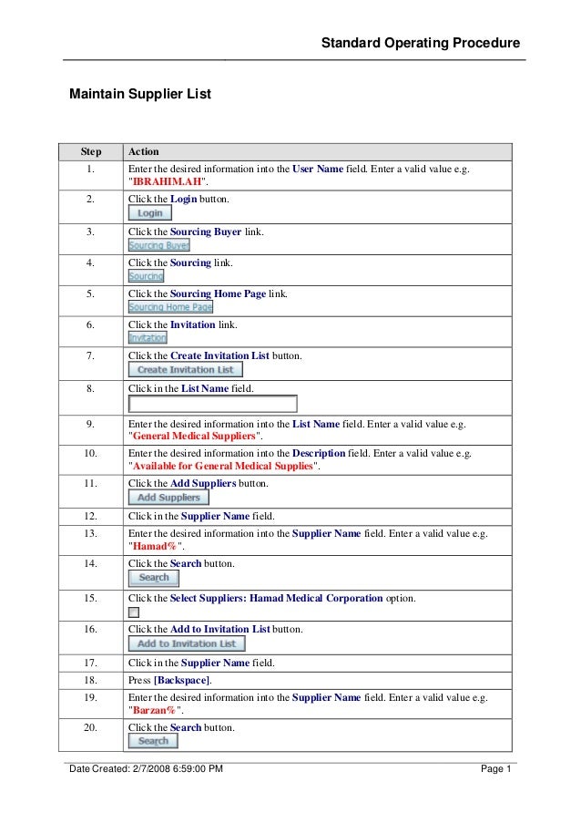 supplier list