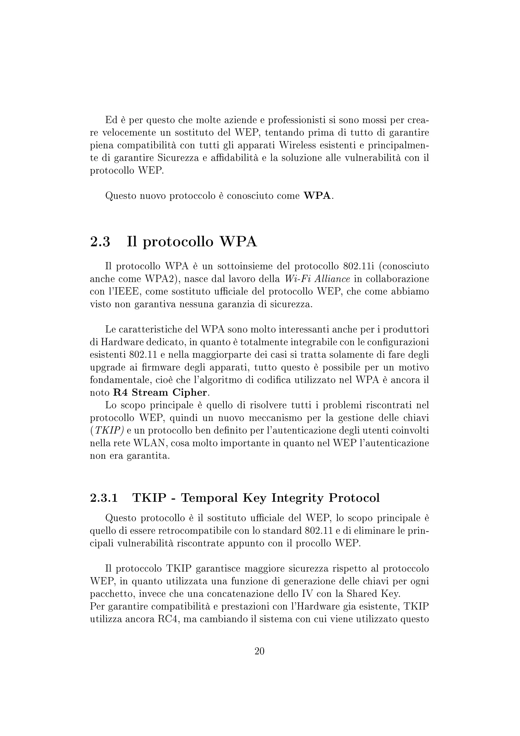 Aspetti di sicurezza dei protocolli Wireless