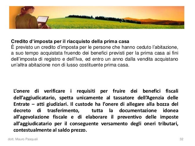 Credito d imposta prima casa. affordable benefici prima casa in ... Credito d imposta per riacquisto prima casa