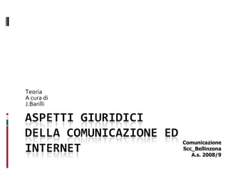 Teoria A cura di  J.Barilli Comunicazione Scc_Bellinzona A.s. 2008/9 