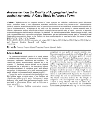 Assessment of Aggregate Quality in Asphalt Concrete: Case Study of ...