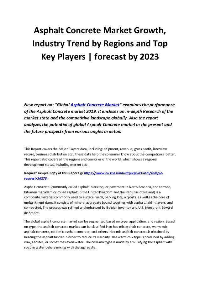 Growth Opportunities in the Global Asphalt concrete Market