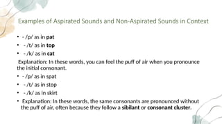 aspiration and aspirated and non-aspirated sounds | PPTX