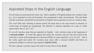 Aspiration In English : Aspirated Consonant Words Examples In English ...