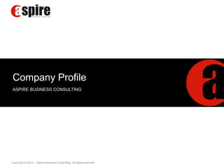 Company Profile
ASPIRE BUSINESS CONSULTING




Copyright © 2013 – Aspire Business Consulting. All rights reserved.
 