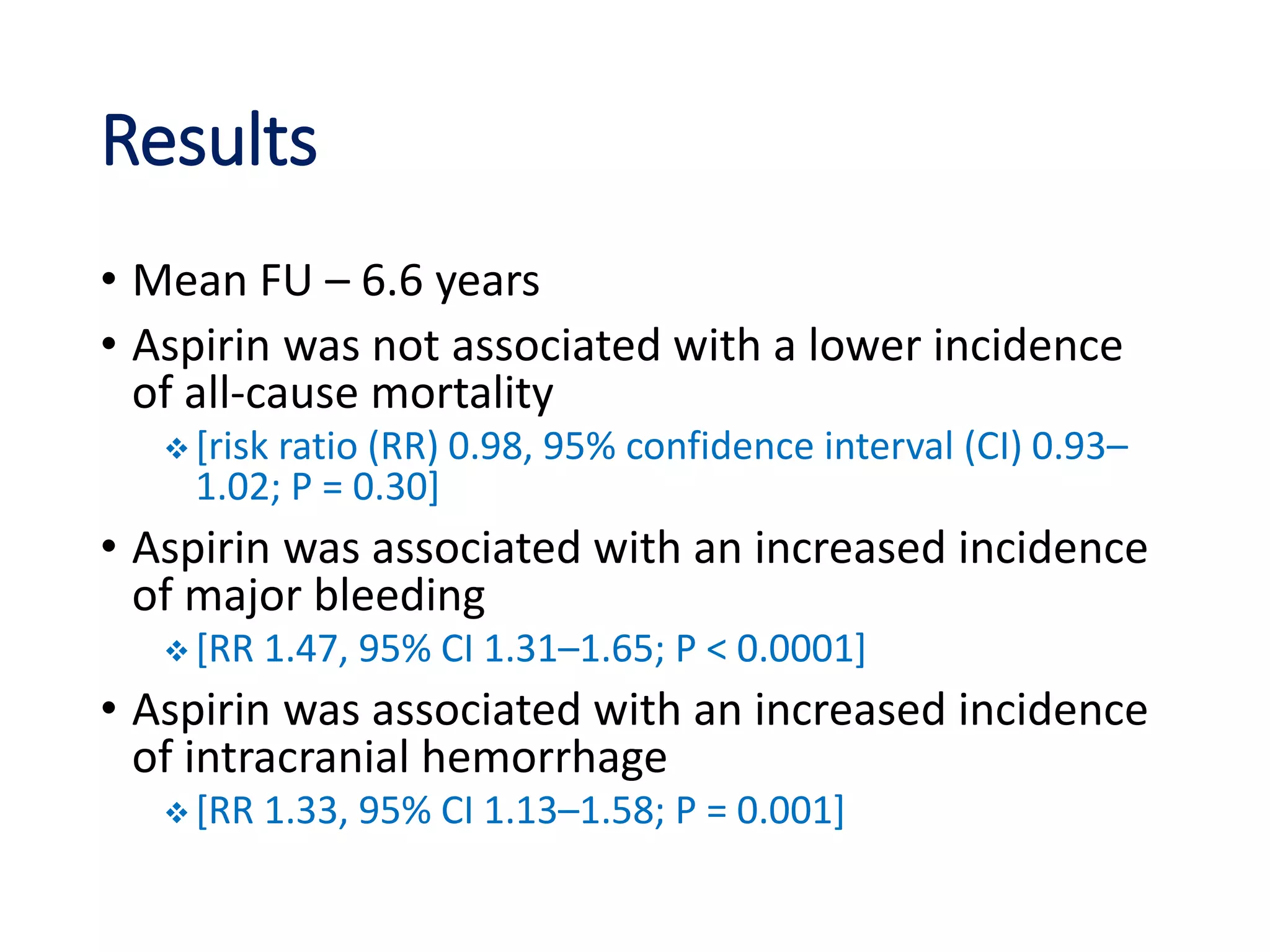 Aspirin for primary prevention in cad in T2DM | PPT