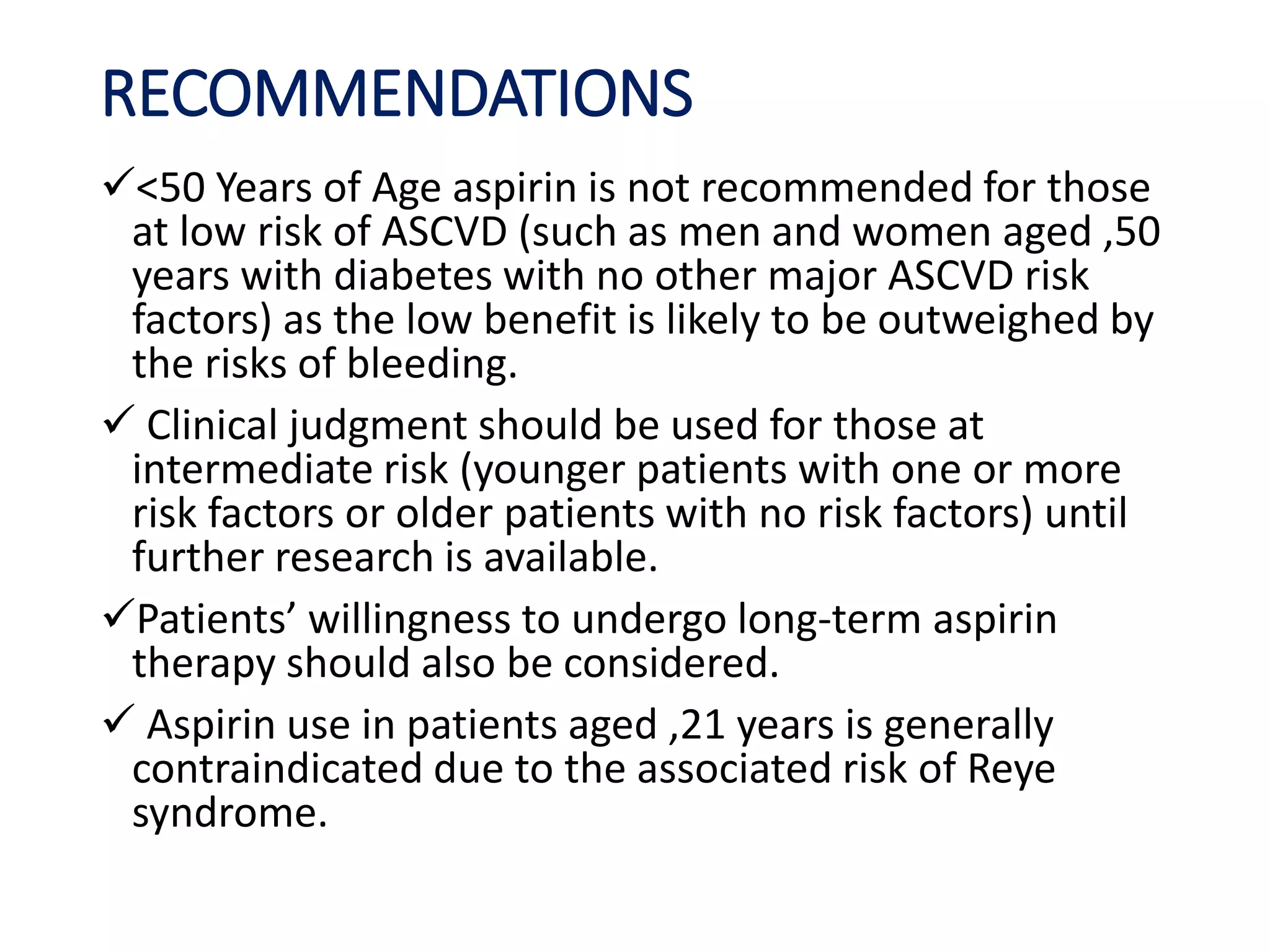 Aspirin for primary prevention in cad in T2DM | PPT