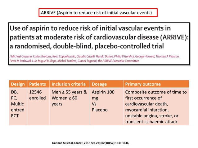 Aspirin for primary prevention in cad in T2DM | PPT