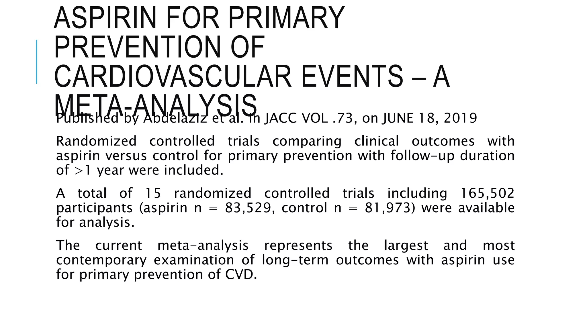 Aspirin for primary prevention of cvd pptx