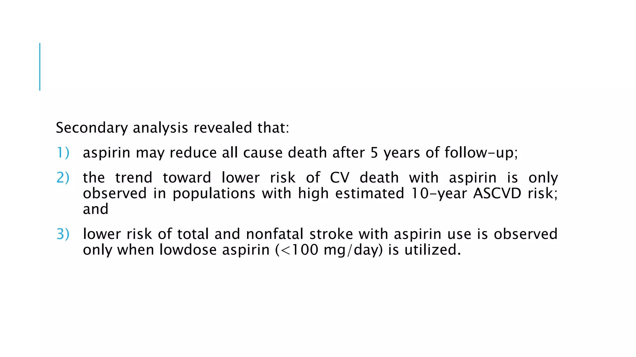 Aspirin for primary prevention of cvd pptx