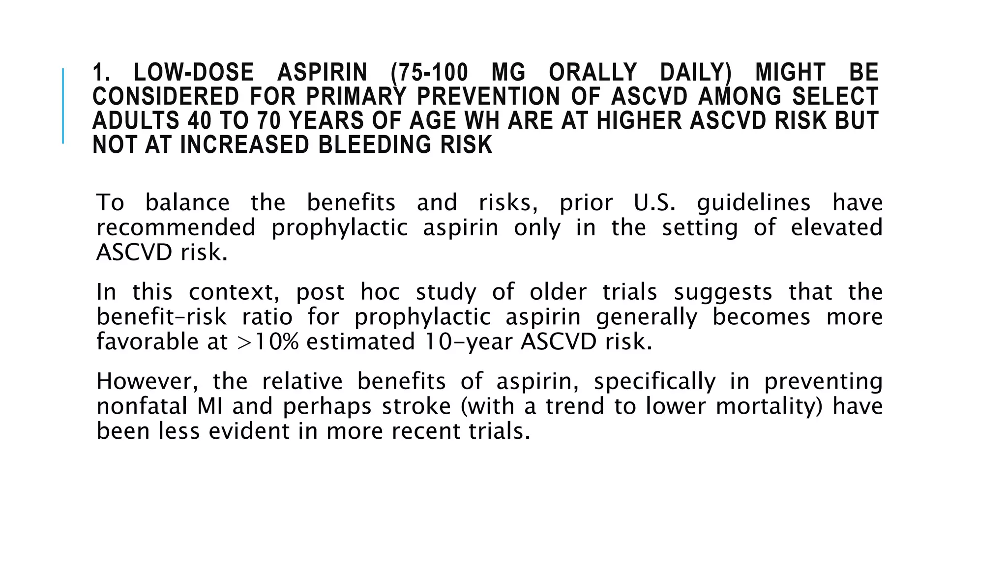 Aspirin For Primary Prevention Of Cvd