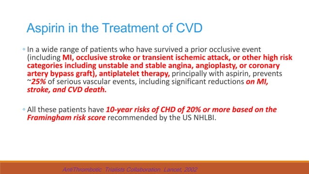 Aspirin in the primary and secondary prevention of vascular diseases ...