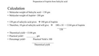 theoretical yield of aspirin synthesis