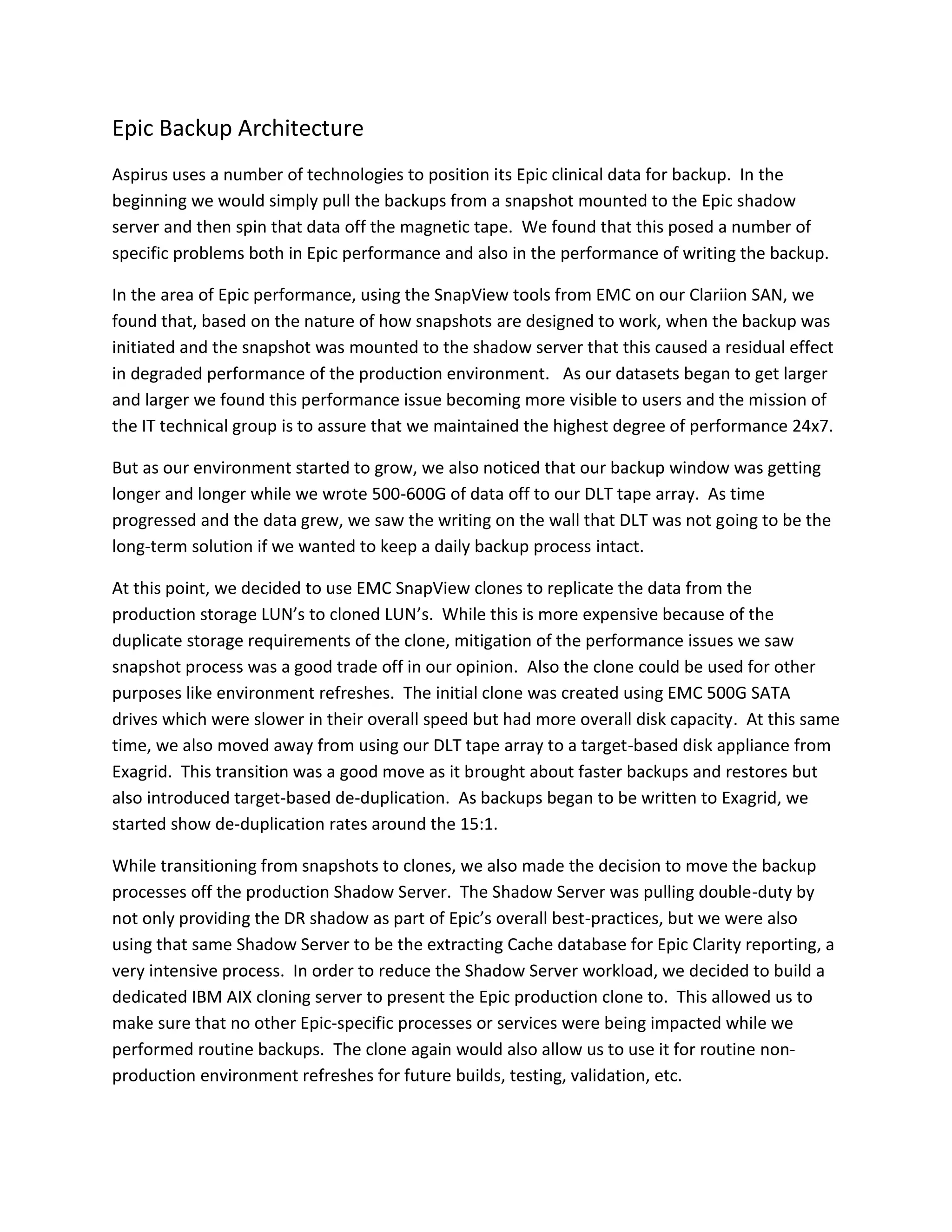 Aspirus Enterprise Backup Assessment And Implementation Of Avamar