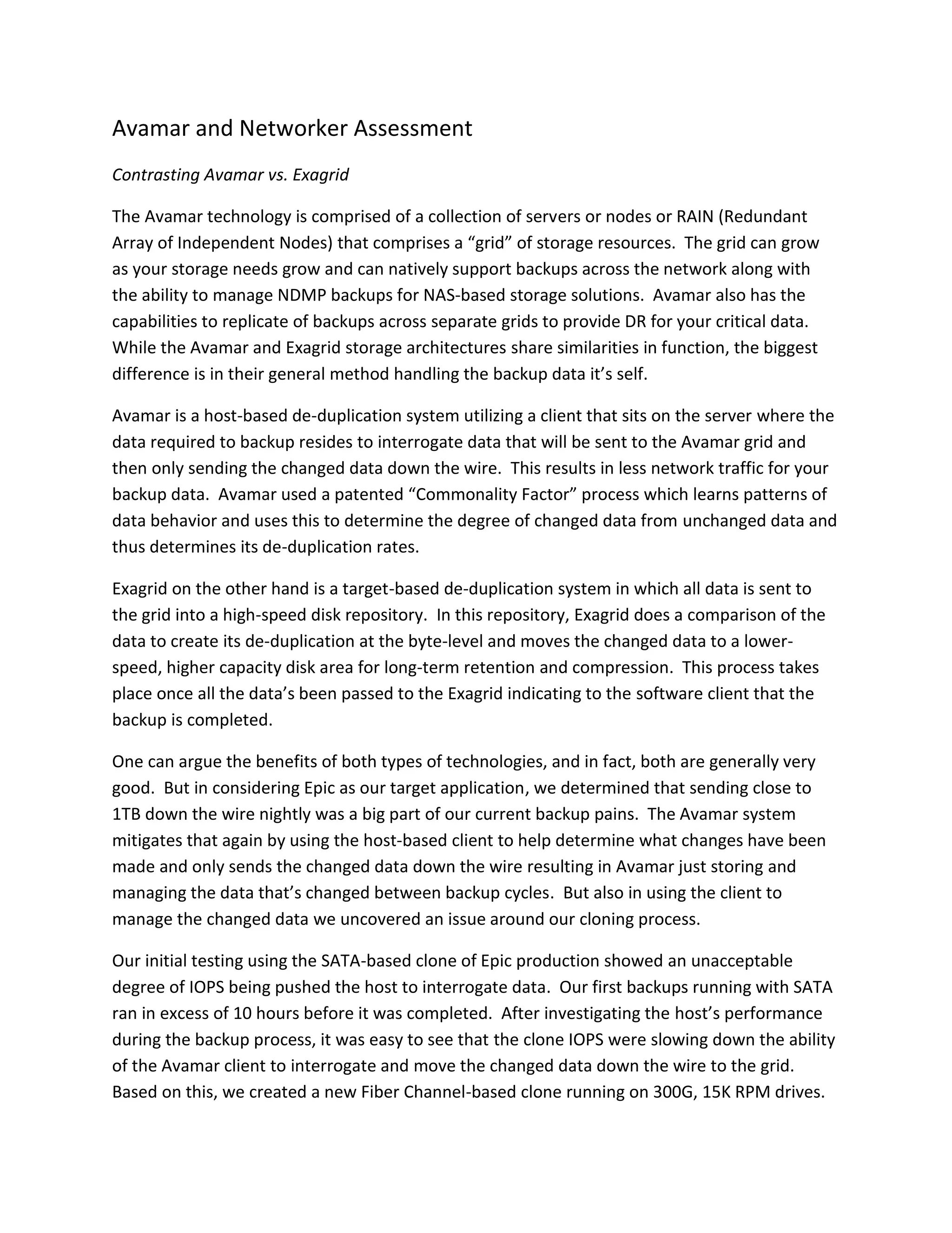 Aspirus Enterprise Backup Assessment And Implementation Of Avamar