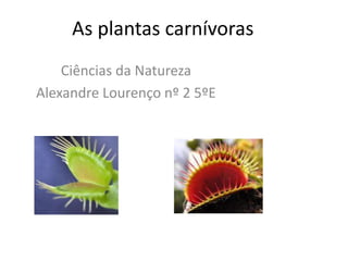As plantas carnívoras
    Ciências da Natureza
Alexandre Lourenço nº 2 5ºE
 