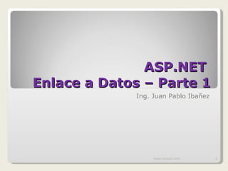 ASP.NET  Enlace a Datos – Parte 1 Ing. Juan Pablo Ibañez www.knowii.com 