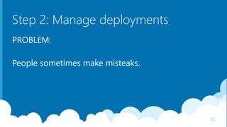 Step 2: Manage deployments
PROBLEM:
People sometimes make misteaks.
25
 