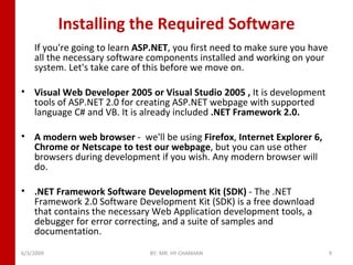 Installing the Required Software <ul><li>If you're going to learn  ASP.NET , you first need to make sure you have all the ...