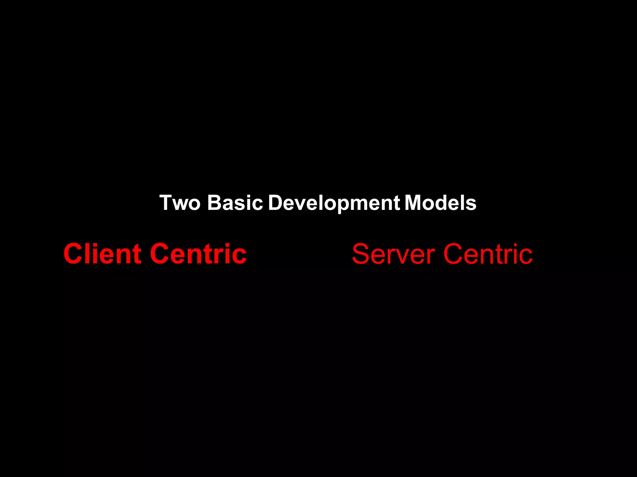 Client Centric Two Basic Development Models Server Centric 