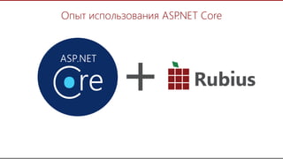 23
Опыт использования ASP.NET Core
+
 