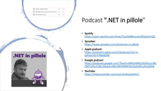 Podcast ".NET in pillole"
• Spotify:
https://open.spotify.com/show/7jyoG6BBmzvScNOqSpVvQQ
• Spreaker:
https://www.spreaker...