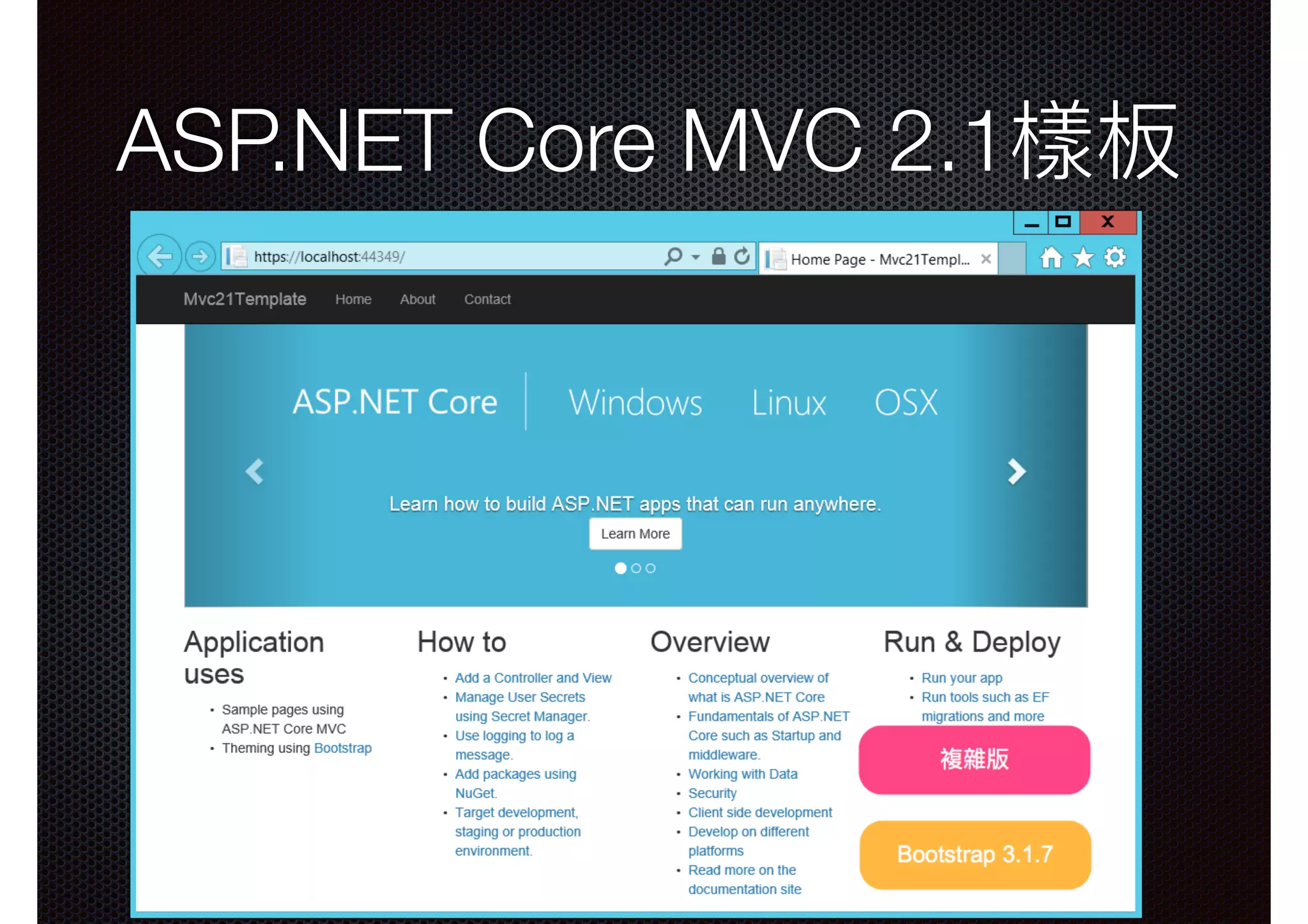 ASP.NET Core MVC 2.1樣板 