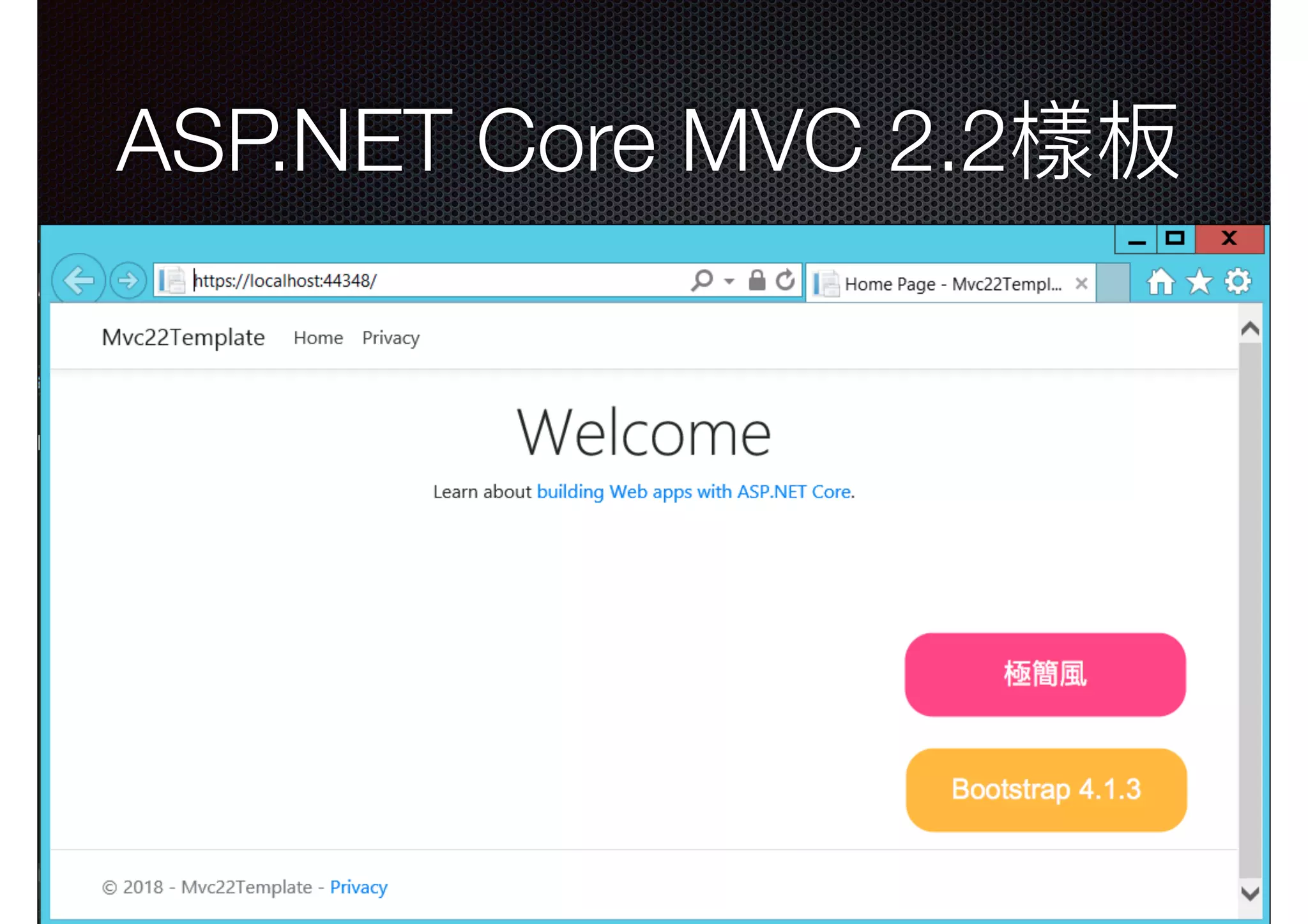 ASP.NET Core MVC 2.2樣板 