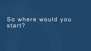 So where would you 
s tar t? 
 