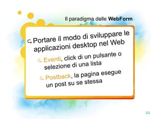 Il paradigma delle WebForm




                             22
 