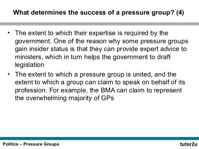 what factors determine the success of a pressure group essay Factors affecting pressure group success practical achievability groups with time-limited and practically achievable aims are likely to have more success than those with long-term, more amorphous goals. what factors determine the success of a pressure group essay Factors affecting pressure group success practical achievability groups with time-limited and practically achievable aims are likely to have more success than those with long-term, more amorphous goals.