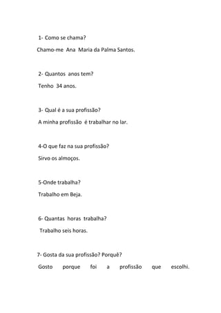 As profissões dos nossos pais